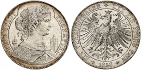 FRANKFURT. - Stadt. 
Vereinstaler 1858, mit Dächern.
Thun 141, AKS 7, J. 40 kl. Kr., vz - St