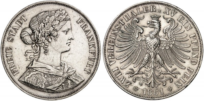 FRANKFURT. - Stadt. 
Vereinsdoppeltaler 1861.
Thun 145, AKS 4, J. 43 kl. Rdf.,...