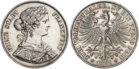 FRANKFURT. - Stadt. 
Vereinsdoppeltaler 1861.
Thun 145, AKS 4, J. 43 kl. Rdf., ss - vz