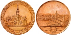 FRANKFURT. - Stadt. 
Bronzemedaille 1894 (von Lauer, 50,3 mm), auf das 25-jährige Bestehen der Rudergesellschaft "Germania". Klubhaus in Sachsenhause...