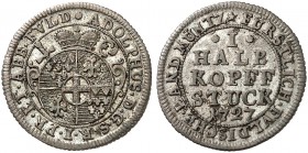 FULDA. - Bistum. Adolph, Freiherr von Dalberg, 1726-1737. 
1/2 Kopfstück 1727.
Buch. 19 vz