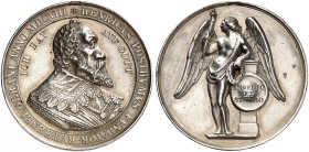 GERA. - Stadt. 
Silbermedaille 1845 (von C. R. Krüger, 32,2 mm), Schulprämie, zweiter Preis für die Schüler des Gymnasiums Rutheneum. Brustbild des G...