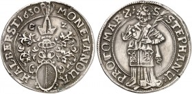 HALBERSTADT. - Domkapitel. 
Taler 1630.
Dav. 5349, Besser / Brämer / Bürger 45.59 Hksp., Felder l. geglättet, ss