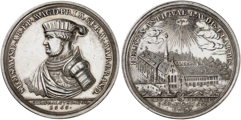 HALLE. - Stadt. 
Silbermedaille 1765 (von J. L. Oexlein, 45,1 mm), auf die 200-...