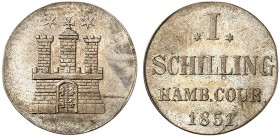 HAMBURG. - Stadt. 
1 Schilling 1851.
AKS 19, J. 48b prfr