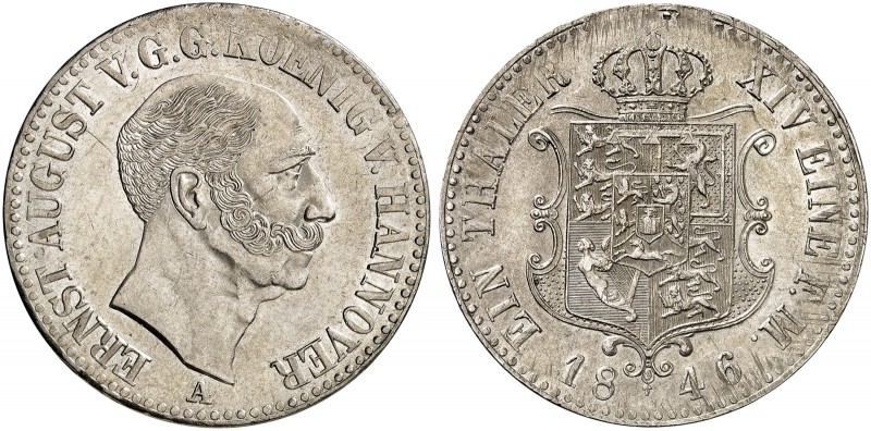 HANNOVER. Ernst August, 1837-1851. 
Taler 1846 A.
Thun 164, AKS 105, J. 69 min...