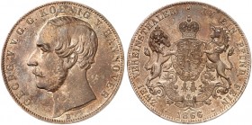 HANNOVER. Georg V., 1851-1866. 
Vereinsdoppeltaler 1866 B.
Thun 175, AKS 143, J. 97 winz. Rdf., vz - St
