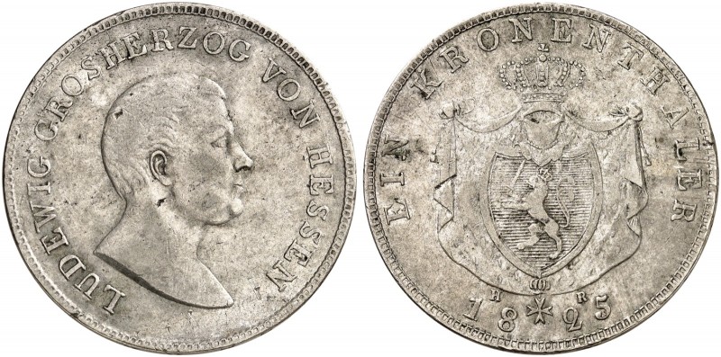 HESSEN - DARMSTADT. Ludwig X. (I.), 1790-1830. 
Kronentaler 1825.
Thun 193, AK...