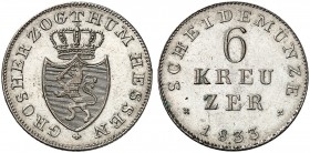 HESSEN - DARMSTADT. Ludwig II., 1830-1848. 
6 Kreuzer 1833.
AKS 107, J. 32 vz