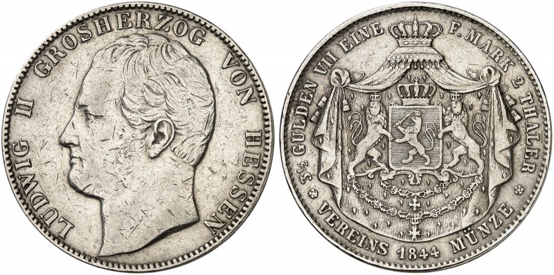 HESSEN - DARMSTADT. Ludwig II., 1830-1848. 
Doppeltaler 1844.
Thun 196, AKS 10...