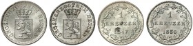 HESSEN - DARMSTADT. Ludwig II., 1830-1848. 
Lot von 2 Stück: 1 Kreuzer 1847, Ludwig III., 1 Kreuzer 1850.
AKS 116, 129, J. 44 kl. Fleck, prfr