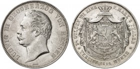 HESSEN - DARMSTADT. Ludwig III., 1848-1877. 
Doppeltaler 1854.
Thun 199, AKS 119, J. 52 ss - vz