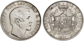 HESSEN - HOMBURG. Landgraf Ferdinand, 1848-1866. 
Vereinstaler 1861.
Thun 202, AKS 172, J. 9 ss