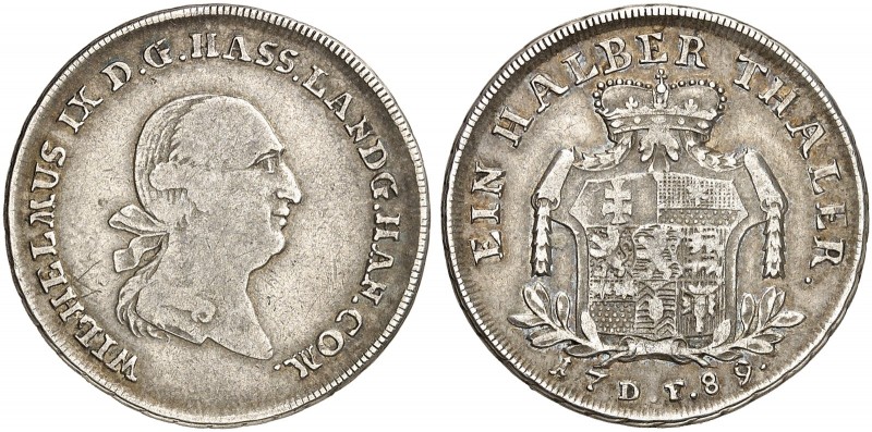 HESSEN - KASSEL. Wilhelm IX. (I.), 1785-1821. 
1/2 Taler 1789.
Schütz 2107 Prä...