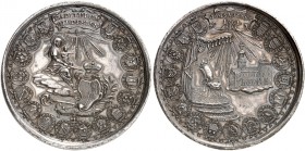 HILDESHEIM. - Bistum. Sedisvakanz, 1761. 
Silbermedaille 1761 (von J. Thiebaud, 56,0 mm). Maria mit Kind in Wolke zeigt auf das Stiftswappen / Bischo...