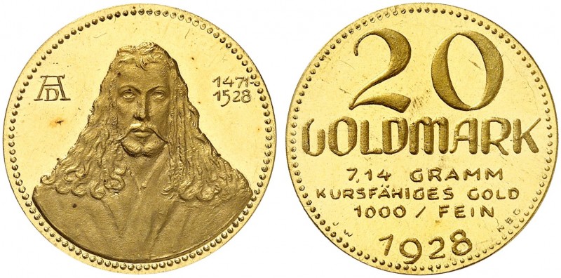 NÜRNBERG. - Stadt. Goldprägungen des Nürnberger Goldschmiedes Josef Wild. 
20 G...