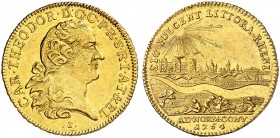 PFALZ. - Kurlinie zu Sulzbach. Karl Theodor, 1743-1799. 
Ein zweites, ähnliches Exemplar. Signatur: S.
Gold vz