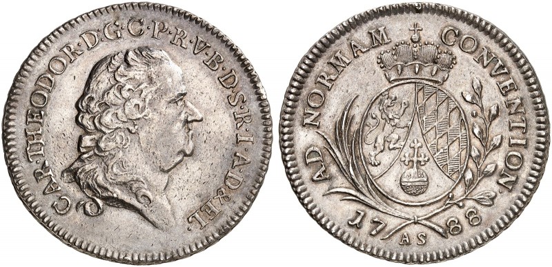 PFALZ. - Kurlinie zu Sulzbach. Karl Theodor, 1743-1799. 
1/2 Konventionstaler 1...