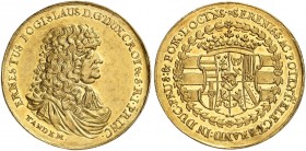 PREUSSEN. Friedrich Wilhelm, "der Große Kurfürst", 1640-1688. 
Goldmedaille zu 4 Dukaten o. J. (13,8 g), auf den Statthalter in Preussen und Pommern,...