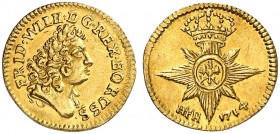 PREUSSEN. Friedrich Wilhelm I., 1713-1740. 
1/4 Dukat 1714, Magdeburg.
Friedb. 2347, v. Schr. 167 Gold vz