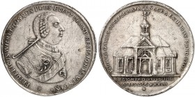 PREUSSEN. Friedrich Wilhelm I., 1713-1740. 
Silbermedaille 1733 (von F. Marl, 41,8 mm), auf die Gründung der französisch reformierten Kirche in König...