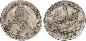 PREUSSEN. Friedrich II., "der Große", 1740-1786. 
1/2 Taler 1752, Breslau.
Olding 31, v. Schr. 193 ss