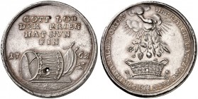PREUSSEN. Friedrich II., "der Große", 1740-1786. 
Silbermedaille 1762 (unsigniert, 28,9 mm), auf den Frieden von Hamburg zwischen Preussen und Schwed...