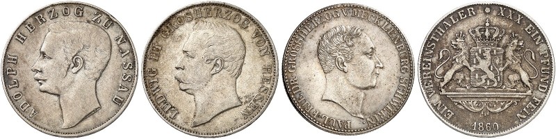 Lot von 3 Stück: HESSEN-DARMSTADT, Vereinstaler 1867, MECKLENBURG-SCHWERIN, 2/3 ...