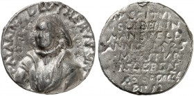 PERSONEN. Bora, Katharina von, 1499-1552, Luthers Ehegattin, zuvor Nonne im Zisterzienserinnen-Kloster Nimpsch bei Grimma. 
Bleigußmedaille o. J. (un...