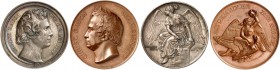 PERSONEN. Rauch, Christian, 1777-1857, Bildhauer. 
Lot von 2 Stück: Bronzemedaille o. J. (von Langer, 45,0 mm), auf seinen Tod, versilberte Bronze­me...