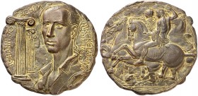 PERSONEN. Winckelmann, Johann Joachim, 1717-1768, Archäologe. 
Bronzegußmedaille o. J. (1974, von F. Nuss, 115 mm). Brustbild n. halblinks neben ioni...