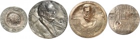 Lot von 6 Stück: Bronzierte Weißmetallgußmedaillen (von P. G. Güttler, 79,8-116,9 mm), auf Numismatiker. 1989 Numismatik Eisenach, 1999 Dr. Peter Berg...