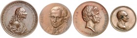 Lot von 24 Stück: Medaillen und Plaketten verschiedener Metalle auf Philosophen und Schriftsteller. Bodmer, Gellert, Heine, Herder (2x), Hölderlin (2x...
