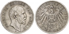 ANHALT. Friedrich I., 1871-1904. J. 21, EPA 5/1. 
5 Mark 1896.
Rdf., ss