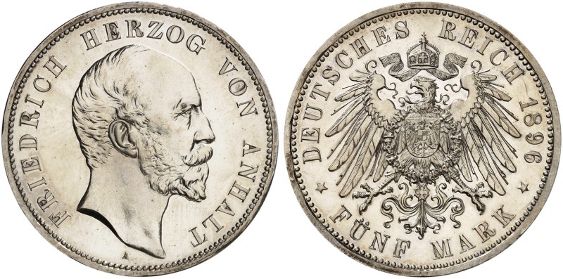 ANHALT. Friedrich I., 1871-1904. J. 21, EPA 5/1. 
Ein zweites Exemplar.
In die...