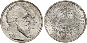 BADEN. Friedrich I., 1852-1907. J. 35, EPA 5/9. 
5 Mark 1906, zur Goldenen Hochzeit.
f. St