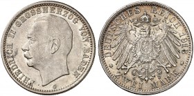 BADEN. Friedrich II., 1907-1918. J. 38, EPA 2/10. 
2 Mark 1913.
ss / vz