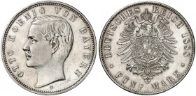BAYERN. Otto II., 1886-1913. J. 44, EPA 5/13. 
5 Mark 1888.
vz+