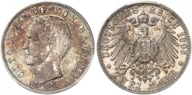 BAYERN. Otto II., 1886-1913. J. 45, EPA 2/13. 
2 Mark 1905.
PCGS MS 64, schöne Patina, f. St