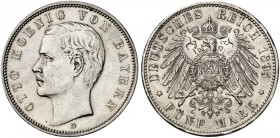 BAYERN. Otto II., 1886-1913. J. 46, EPA 5/14. 
5 Mark 1895.
vz+