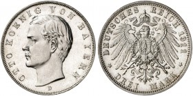 BAYERN. Otto II., 1886-1913. J. 47, EPA ¾. 
3 Mark 1911.
winz. Kr., PP