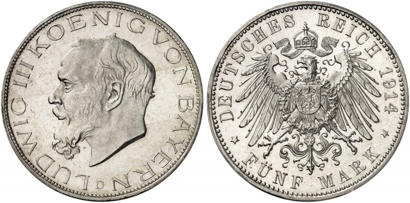 BAYERN. Ludwig III., 1913-1918. J. 53, EPA 5/16. 
Ein drittes Exemplar.
PCGS M...