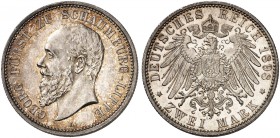 SCHAUMBURG - LIPPE. Georg, 1893-1911. J. 164, EPA 2/68. 
2 Mark 1898.
schöne Patina, f. St