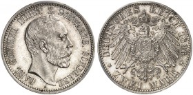 SCHWARZBURG - SONDERSHAUSEN. Karl Günther, 1880-1909. J. 168, EPA 2/70. 
2 Mark 1896.
PCGS MS 63, kl. Kr., f. St