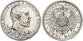 SCHWARZBURG - SONDERSHAUSEN. Karl Günther, 1880-1909. J. 169b, EPA 2/72. 
Ein zweites Exemplar.
winz. Haarlinien u. Kr., PP