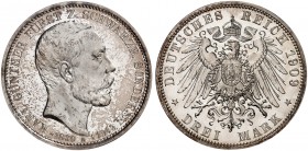 SCHWARZBURG - SONDERSHAUSEN. Karl Günther, 1880-1909. J. 170, EPA 3/34. 
Ein viertes Exemplar.
schöne Patina, PP