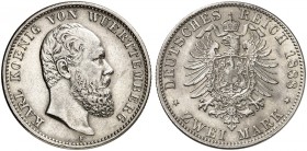WÜRTTEMBERG. Karl, 1864-1891. J. 172, EPA 2/73. 
2 Mark 1888.
vz+