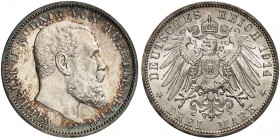 WÜRTTEMBERG. Wilhelm II., 1891-1918. J. 175, EPA 3/35. 
3 Mark 1914.
schöne Patina, f. St