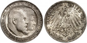 WÜRTTEMBERG. Wilhelm II., 1891-1918. J. 177a, EPA 3/36. 
3 Mark 1911, zur Silberhochzeit mit Charlotte.
schöne Patina, St