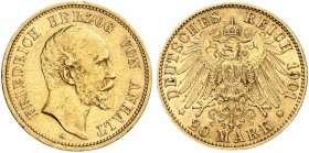 ANHALT. Friedrich I., 1871-1904. J. 181, EPA 20/2. 
20 Mark 1901.
ss / vz